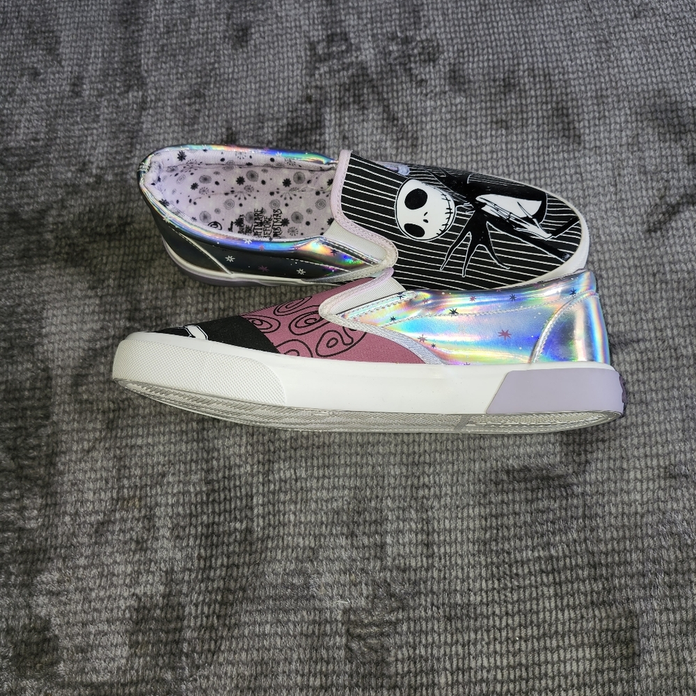 Nightmare before Christmas Womens Slides, Iridescent,  Sz 10, Jack And Sally, - Picture 3 of 6